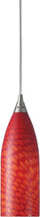 Cilindro 1 Light Led Pendant In Satin Nickel and Scarlet Glass