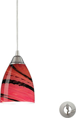 Pierra 1 Light Pendant In Satin Nickel and Autumn Glass - Includes Recessed Lighting Kit