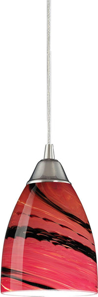 Pierra 1 Light Led Pendant In Satin Nickel and Autumn Glass