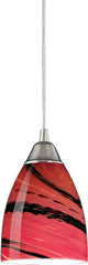 Pierra 1 Light Led Pendant In Satin Nickel and Autumn Glass