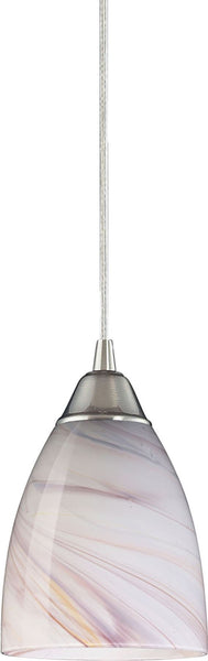 Pierra 1 Light Pendant In Satin Nickel and Creme Glass