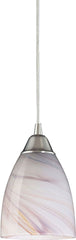 Pierra 1 Light Pendant In Satin Nickel and Creme Glass