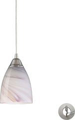 Pierra 1 Light Pendant In Satin Nickel and Creme Glass - Includes Recessed Lighting Kit