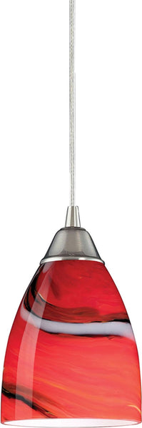Pierra 1 Light Led Pendant In Satin Nickel and Candy Glass