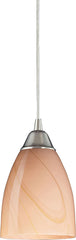 Pierra 1 Light Led Pendant In Satin Nickel and Sandy Glass