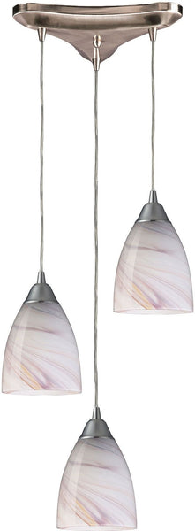 Pierra 3 Light Pendant In Satin Nickel and Cream Glass