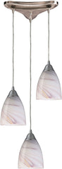 Pierra 3 Light Pendant In Satin Nickel and Cream Glass