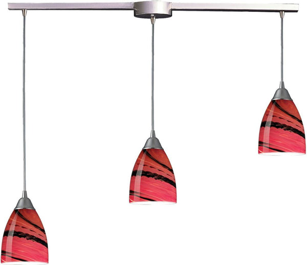 Pierra 3 Light Pendant In Satin Nickel and Autumn Glass