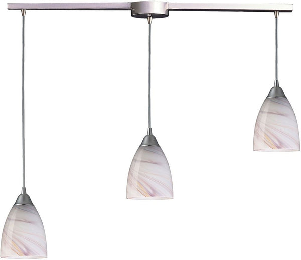 Pierra 3 Light Pendant In Satin Nickel and Creme Glass