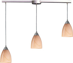 Pierra 3 Light Pendant In Satin Nickel and Sandy Glass