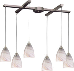 Pierra 6 Light Pendant In Satin Nickel and Cream Glass