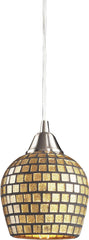 Fusion 1 Light Led Pendant In Satin Nickel and Gold Leaf Glass