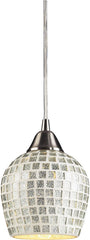 Fusion 1 Light Pendant In Satin Nickel and Silver Glass