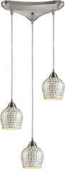 Fusion 3 Light Pendant In Satin Nickel and Silver Glass