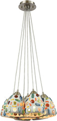 Gemstones 7 Light Pendant In Satin Nickel