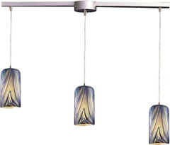 Molten 3 Light Pendant In Satin Nickel and Molten Ocean Glass