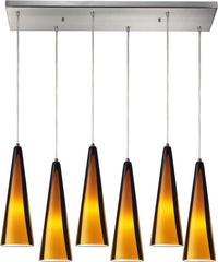 Desert Winds 6 Light Pendant In Satin Nickel and Sahara Glass