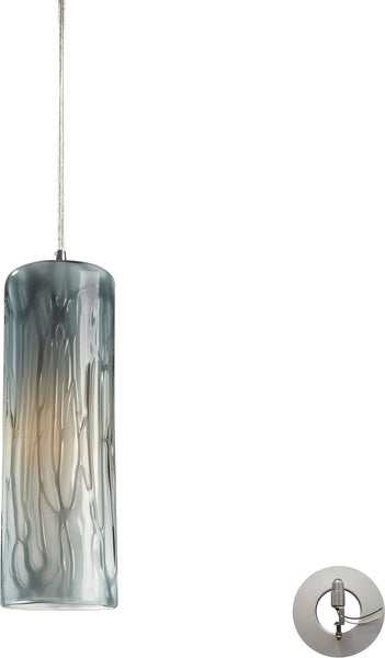 Maple 1 Light Pendant In Satin Nickel and Maple Dusk - Includes Recessed Lighting Kit