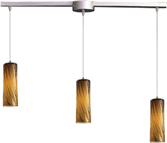 Maple 3 Light Pendant In Satin Nickel and Maple Amber Glass