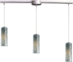 Maple 3 Light Pendant In Satin Nickel and Maple Dusk Glass
