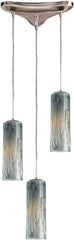 Maple 3 Light Pendant In Satin Nickel and Maple Dusk Glass