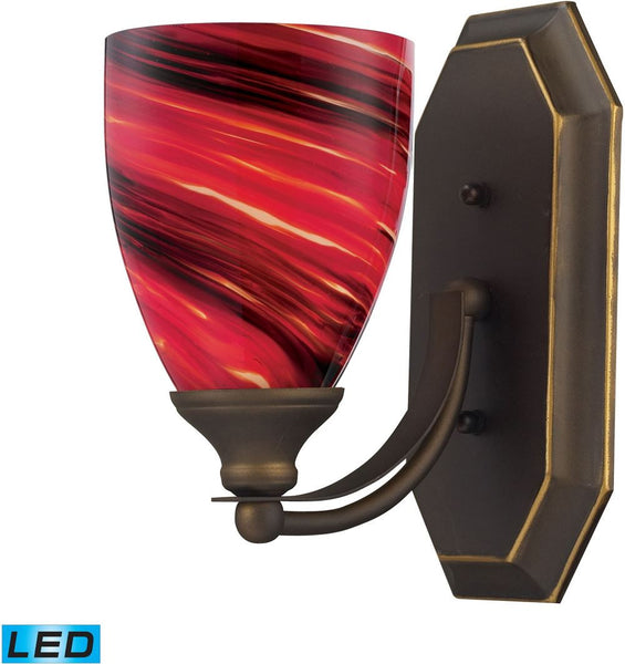 Bath and Spa 1 Light Led Vanity In Aged Bronze and Autumn Glass