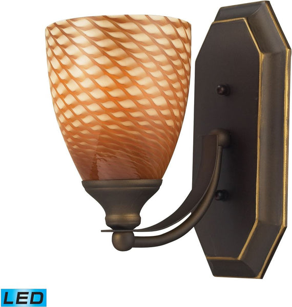 Bath and Spa 1 Light Led Vanity In Aged Bronze and Cocoa Glass