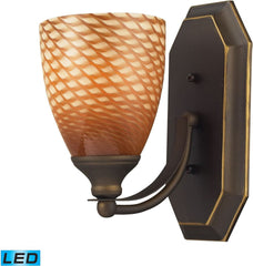 Bath and Spa 1 Light Led Vanity In Aged Bronze and Cocoa Glass