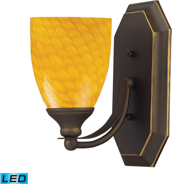 Bath and Spa 1 Light Led Vanity In Aged Bronze and Canary Glass