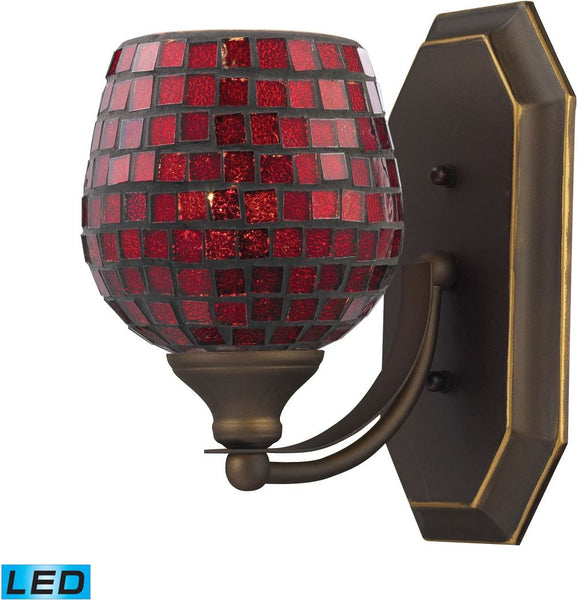 Bath and Spa 1 Light Led Vanity In Aged Bronze and Copper Glass