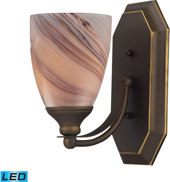 Bath and Spa 1 Light Led Vanity In Aged Bronze and Creme Glass