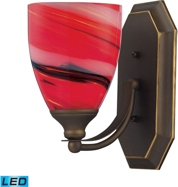 Bath and Spa 1 Light Led Vanity In Aged Bronze and Candy Glass