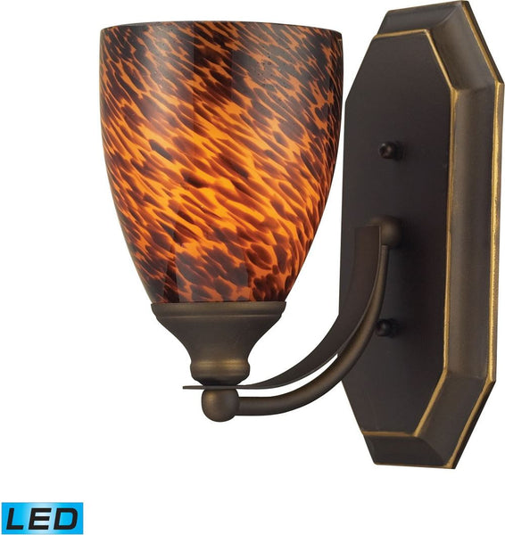 Bath and Spa 1 Light Led Vanity In Aged Bronze and Espresso Glass