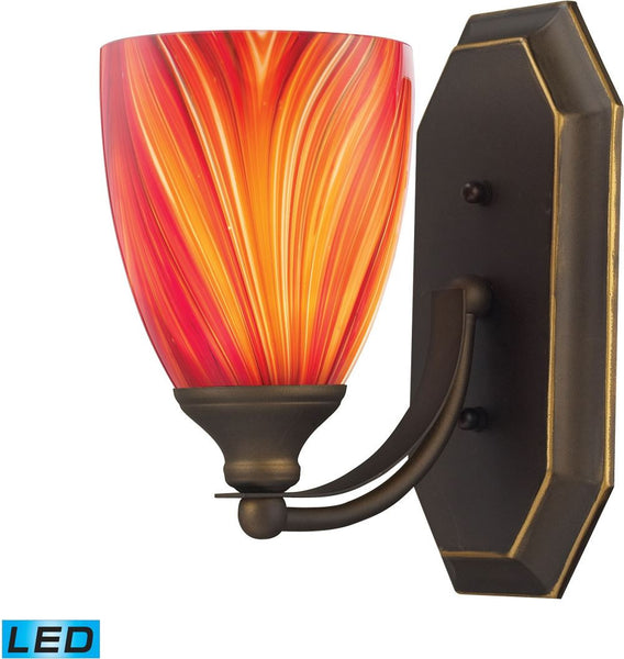 Bath and Spa 1 Light Led Vanity In Aged Bronze and Multi Glass