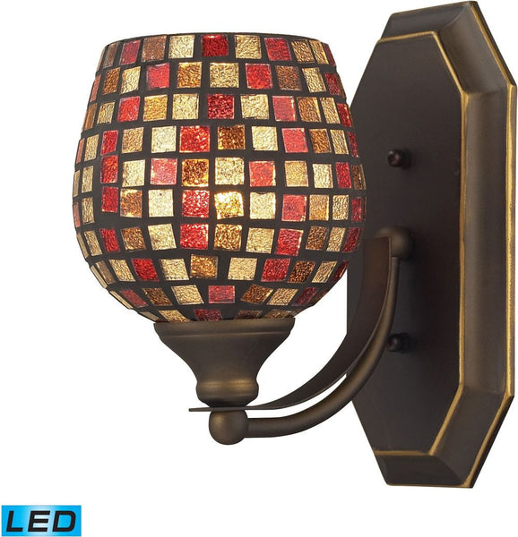 Bath and Spa 1 Light Led Vanity In Aged Bronze and Multi Fusion Glass