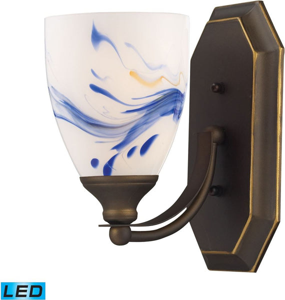 Bath and Spa 1 Light Led Vanity In Aged Bronze and Mountain Glass