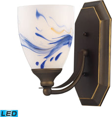 Bath and Spa 1 Light Led Vanity In Aged Bronze and Mountain Glass