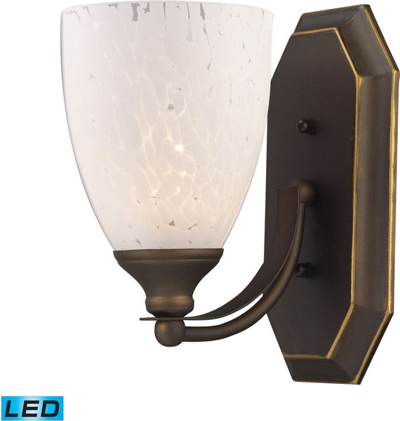 Bath and Spa 1 Light Led Vanity In Aged Bronze and Snow White Glass