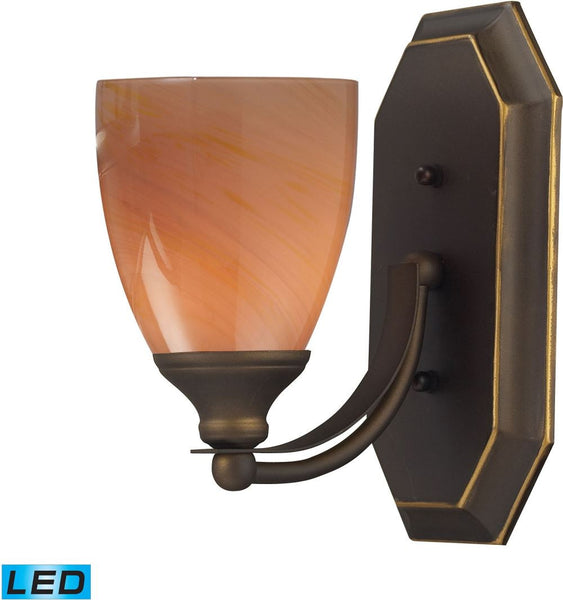 Bath and Spa 1 Light Led Vanity In Aged Bronze and Sandy Glass