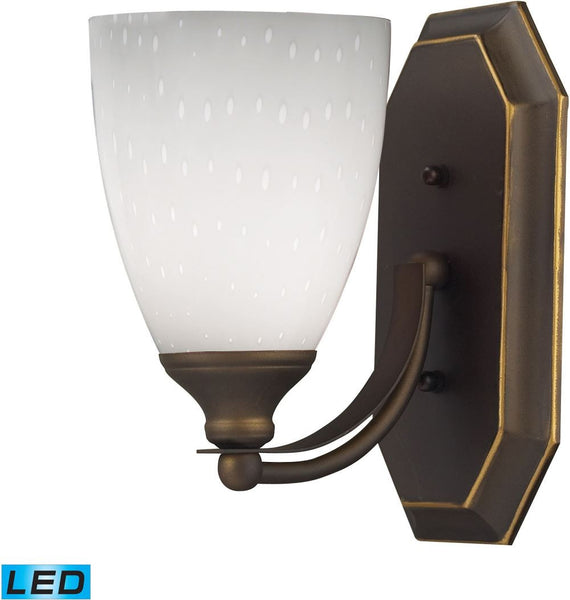 Bath and Spa 1 Light Led Vanity In Aged Bronze and Simple White Glass