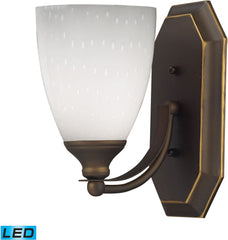 Bath and Spa 1 Light Led Vanity In Aged Bronze and Simple White Glass