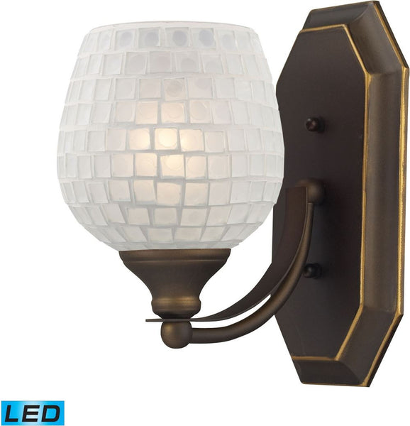 Bath and Spa 1 Light Led Vanity In Aged Bronze and White Glass