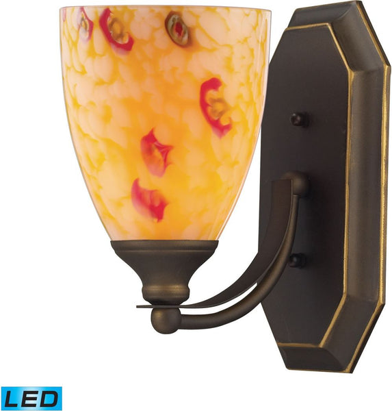 Bath and Spa 1 Light Led Vanity In Aged Bronze and Yellow Glass
