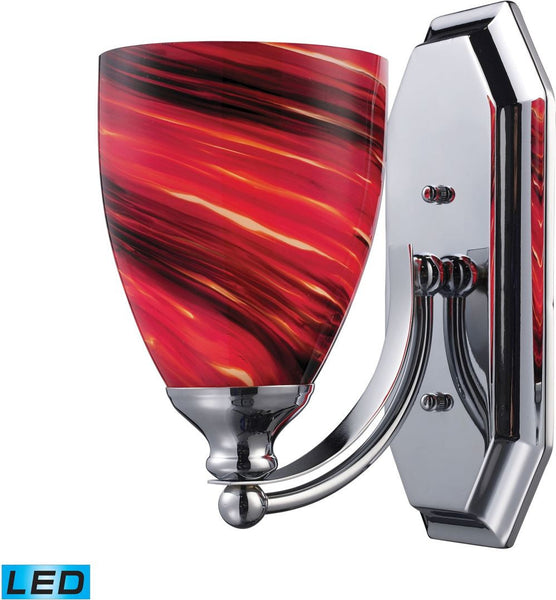 Bath and Spa 1 Light Led Vanity In Polished Chrome and Autumn Glass