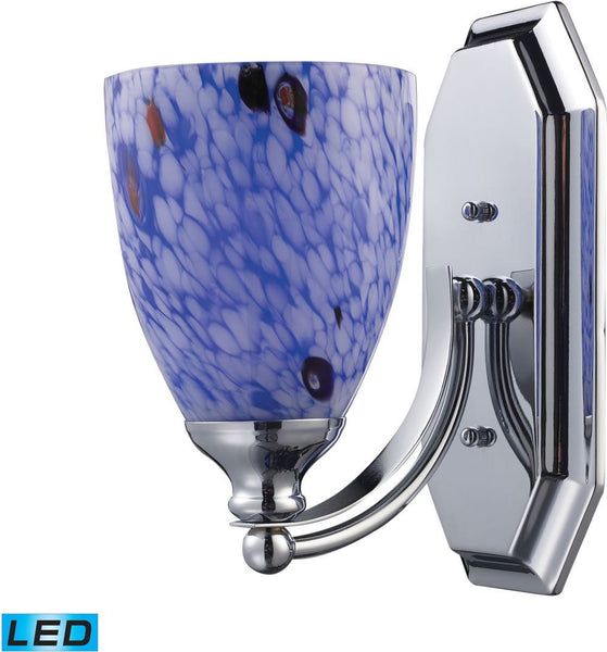 Bath and Spa 1 Light Led Vanity In Polished Chrome and Starburst Blue Glass