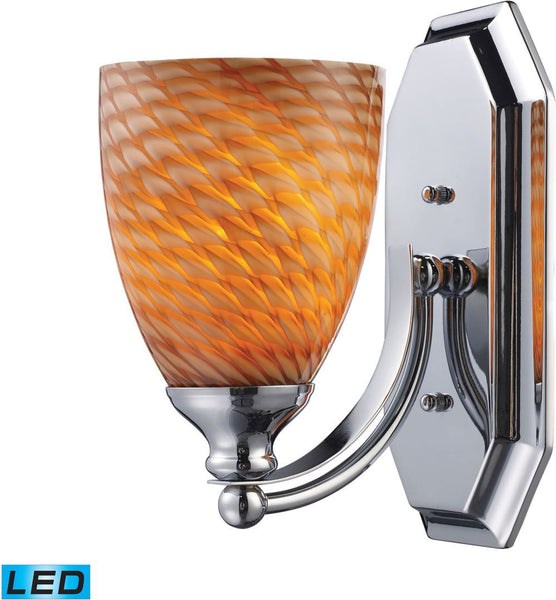 Bath and Spa 1 Light Led Vanity In Polished Chrome and Cocoa Glass