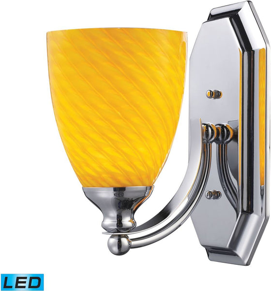 Bath and Spa 1 Light Led Vanity In Polished Chrome and Canary Glass