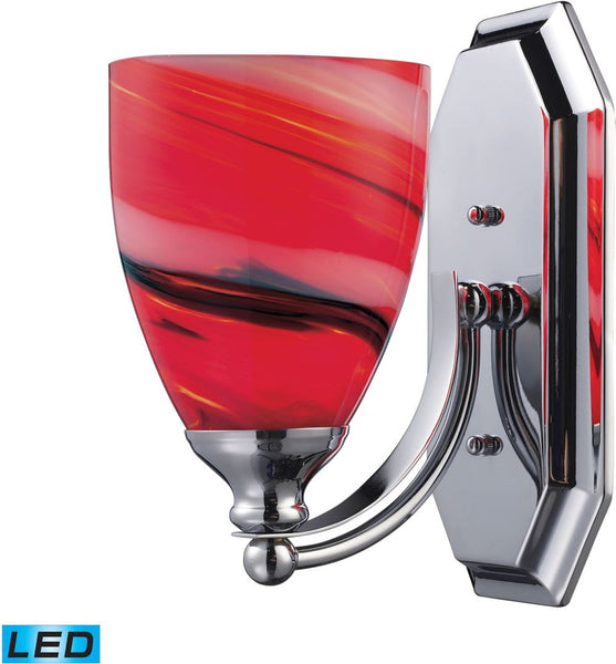 Bath and Spa 1 Light Led Vanity In Polished Chrome and Candy Glass