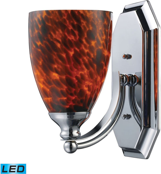Bath and Spa 1 Light Led Vanity In Polished Chrome and Espresso Glass