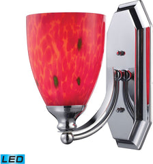 Bath and Spa 1 Light Led Vanity In Polished Chrome and Fire Red Glass
